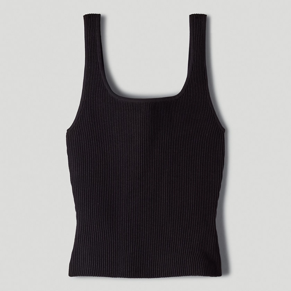Aritzia Babaton l Black Sculpt Rib-Knit Tank Top